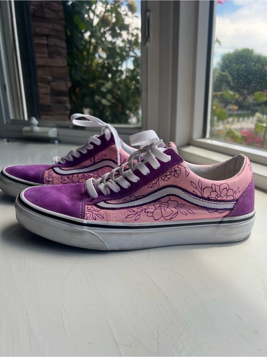Vans Shoes - Vans Purple Suede with Pink Floral Shoes, 9.5 women’s